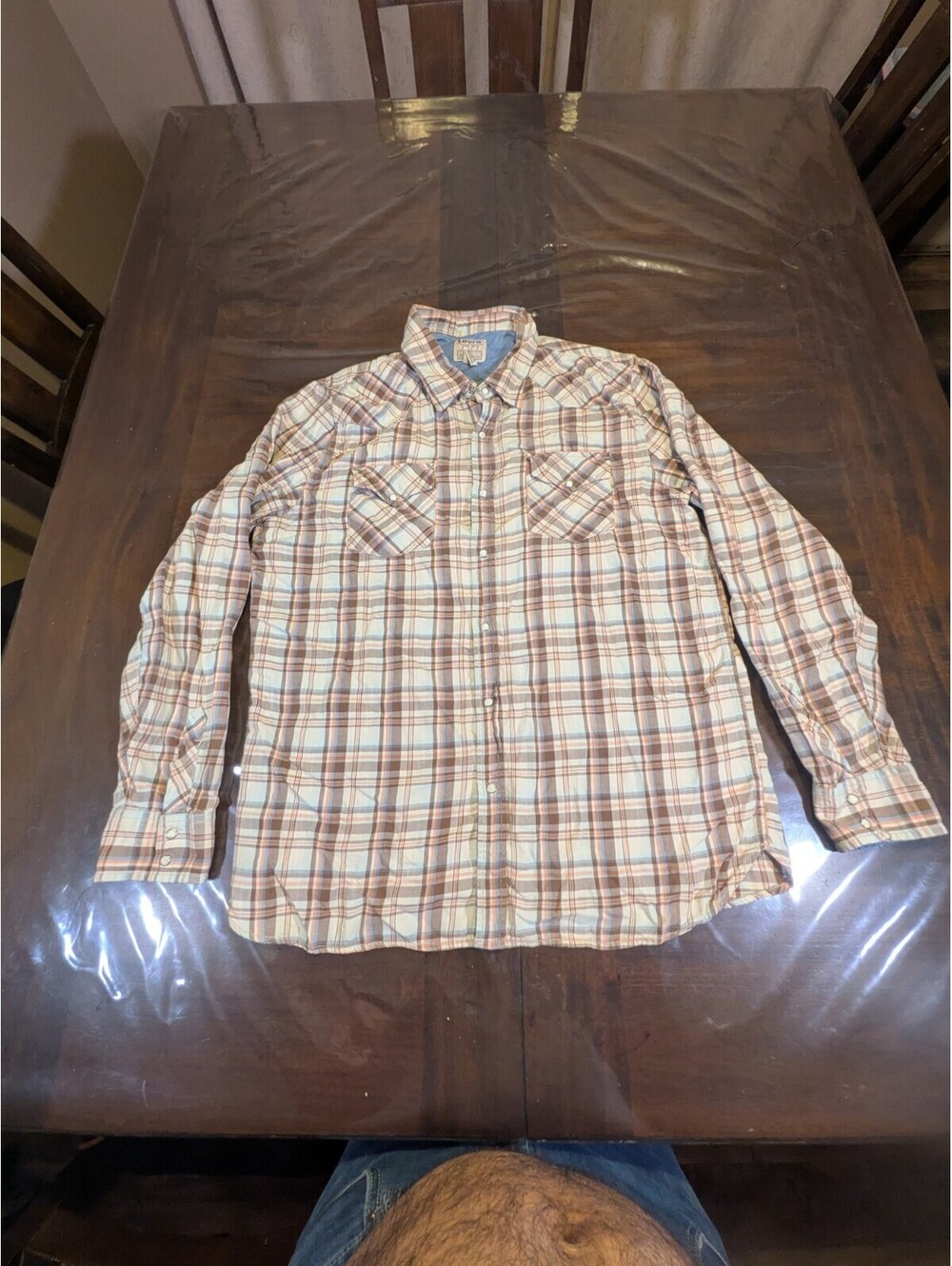 Vintage Levi's Longhorn Plaid Cowboy Western Shirt sz XL LVC fits like a Large